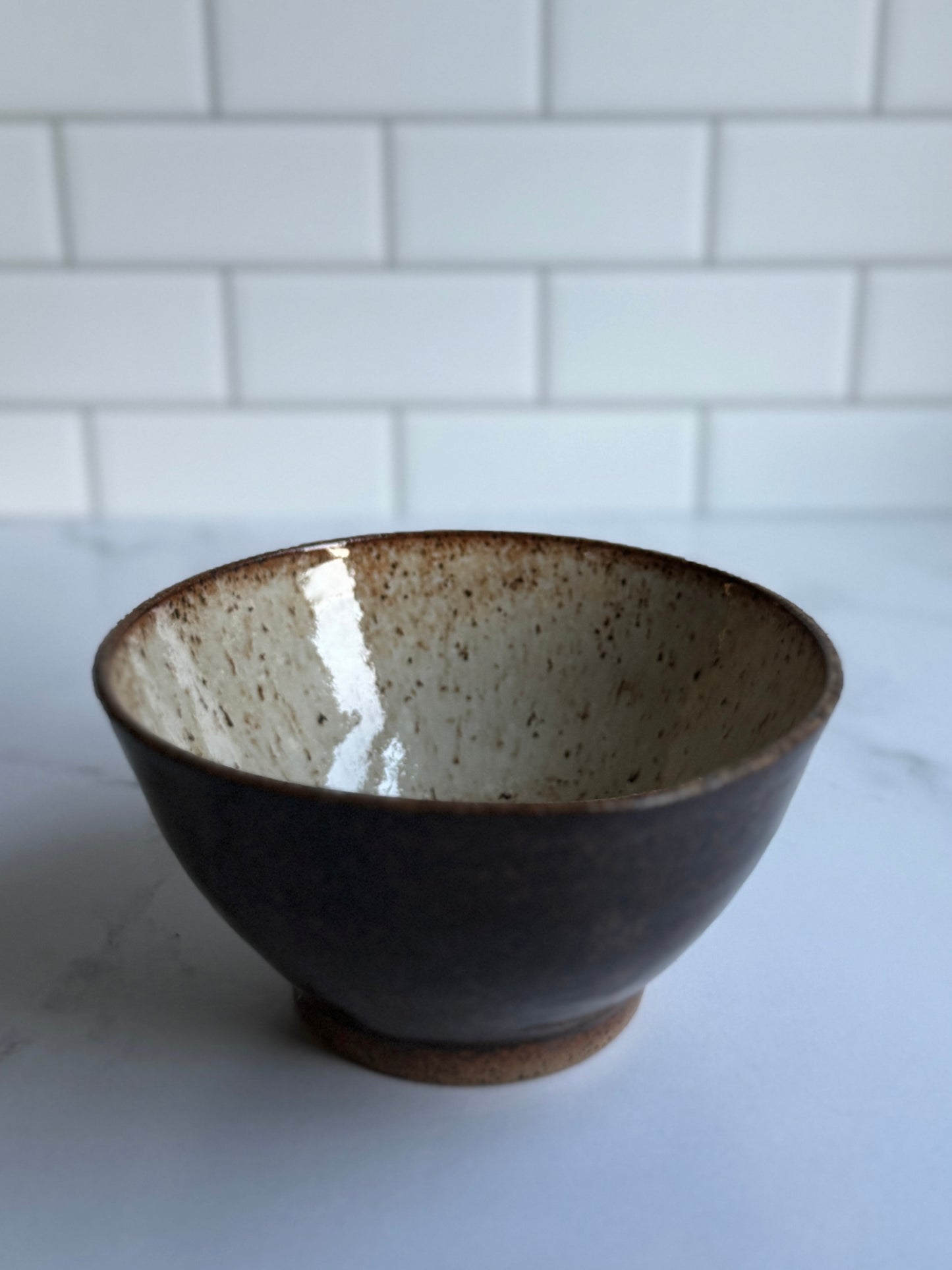 Speckled Oatmeal/ Brown Bowl