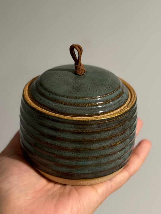 Indigo lidded pot