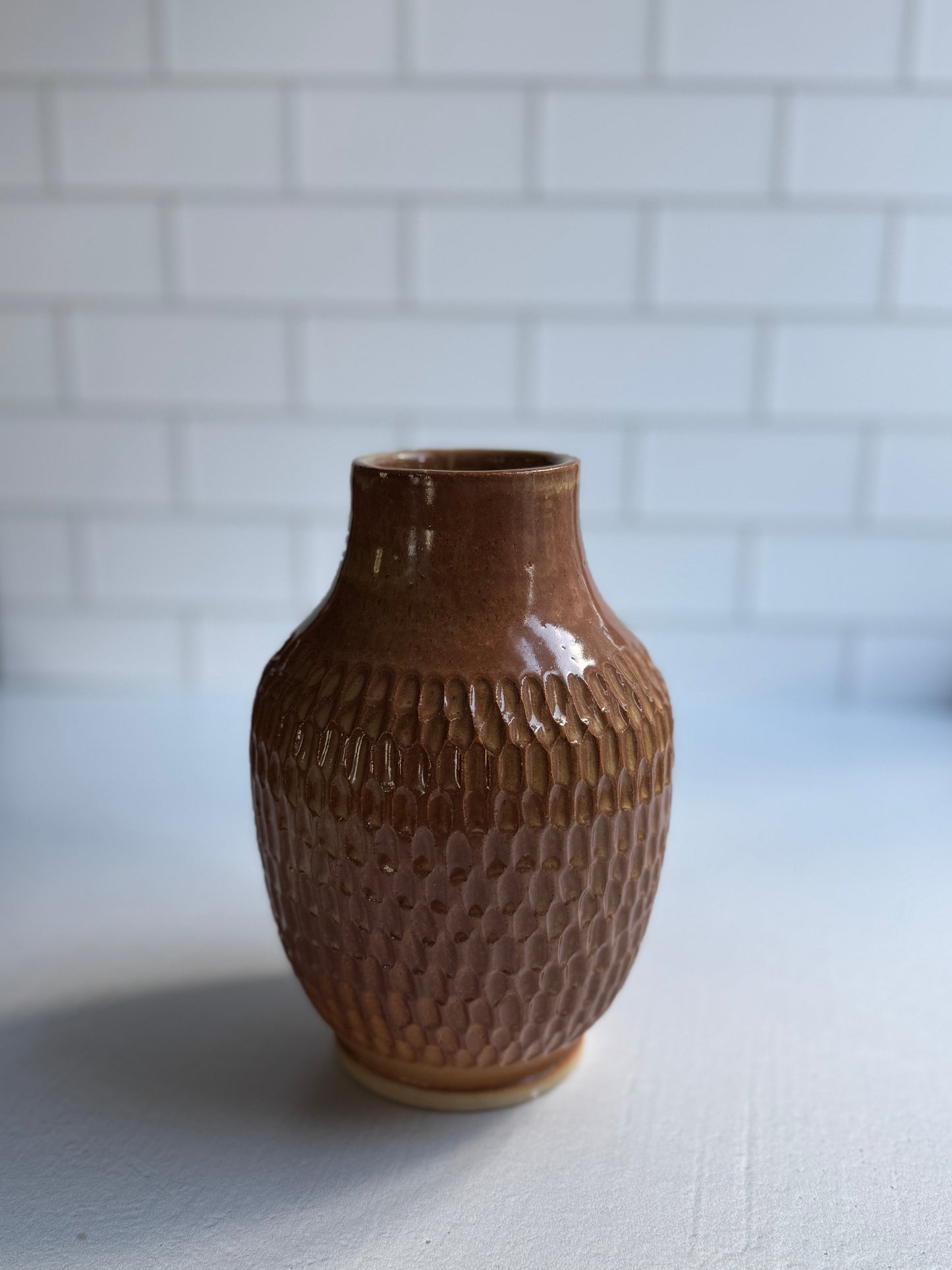 Khaki textured vase